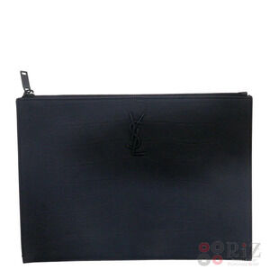 SAINT LAURENT Monogram Zip Tablet Holder Bag Shoulder Clutch Black